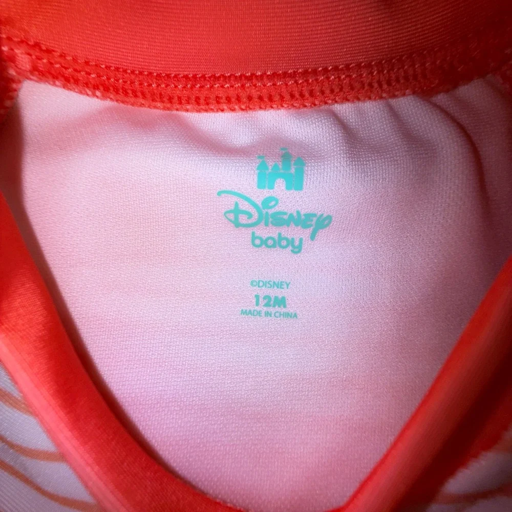 Disney Tinker‎ Bell Rash Guard Set Kids 12M Orange NEW UPF 50+ 2pc Swimsuit
